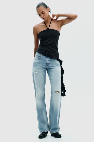 TOP TEXTURA VOLANTES - Negro de Zara