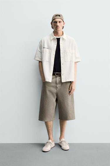 CHEMISE RELAXED FIT BRODERIE PIÈCES BIMATIÈRE - Bleu clair de Zara