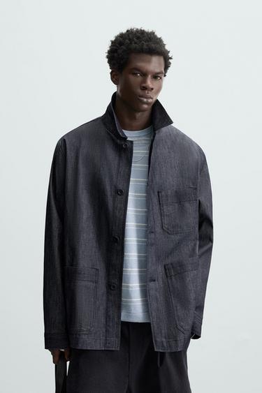 DENIM OVERSHIRT WITH POCKETS - Indigo by Zara