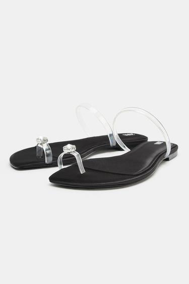 FLAT VINYL STRAP SANDALS - Transparent by Zara - Image 3