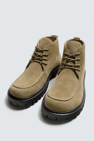 BOTTINES EN CUIR - Beige de Zara - Image 1