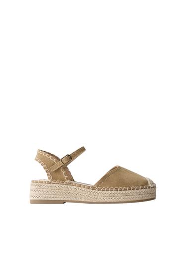 Zara TOPSTITCHED ESPADRILLES - Brown