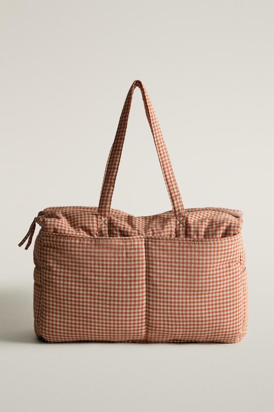 GINGHAM COTTON MATERNITY BAG - برتقالي داكن الخاص بـ Zara - صورة 0
