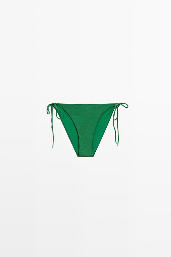 Bas de bikini à nœud brillant - Vert de Zara - Image 0
