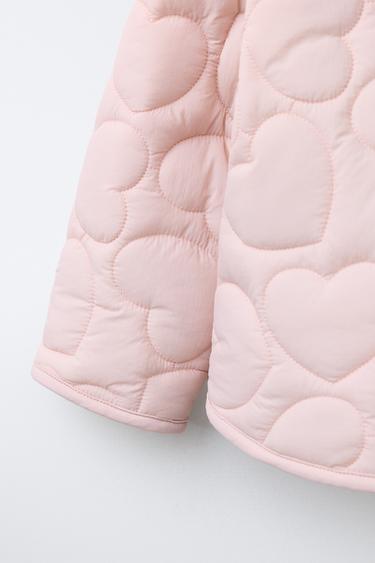 BLOUSON REMBOURRÉ CŒURS DÉPERLANT - Rose de Zara - Image 4