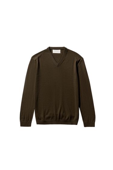 Zara WOOL - COTTON SWEATER - Khaki