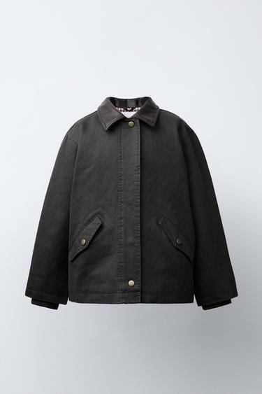 WAXED JACKET WITH LEATHER-EFFECT COLLAR - Brown by Zara - Image 0