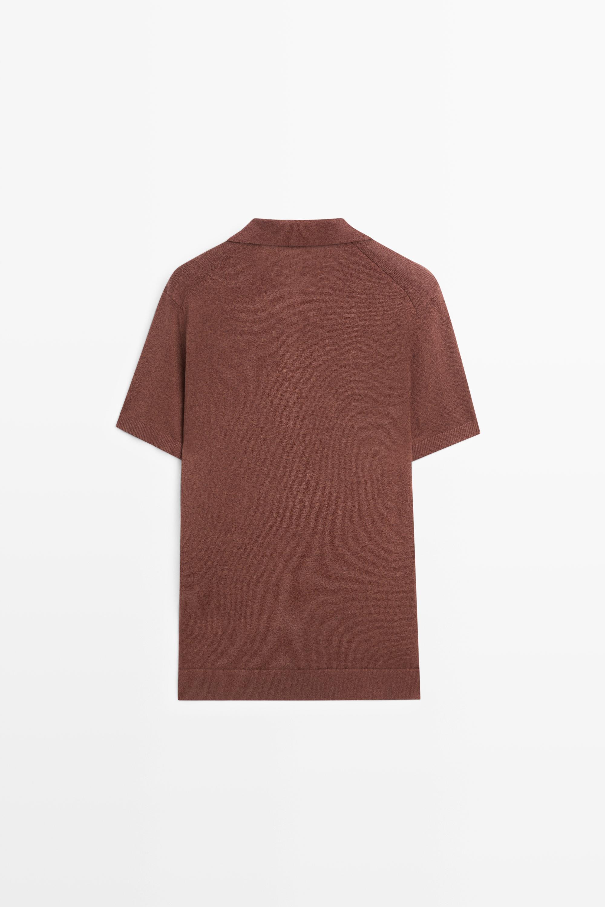 Linen blend knit polo sweater