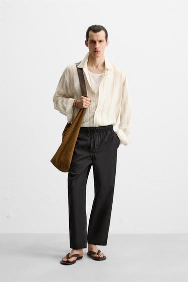 ΠΑΝΤΕΛΟΝΙ RELAXED FIT ΒΑΜΒΑΚΙ - ΛΙΝΟ - Μαύρο του Zara