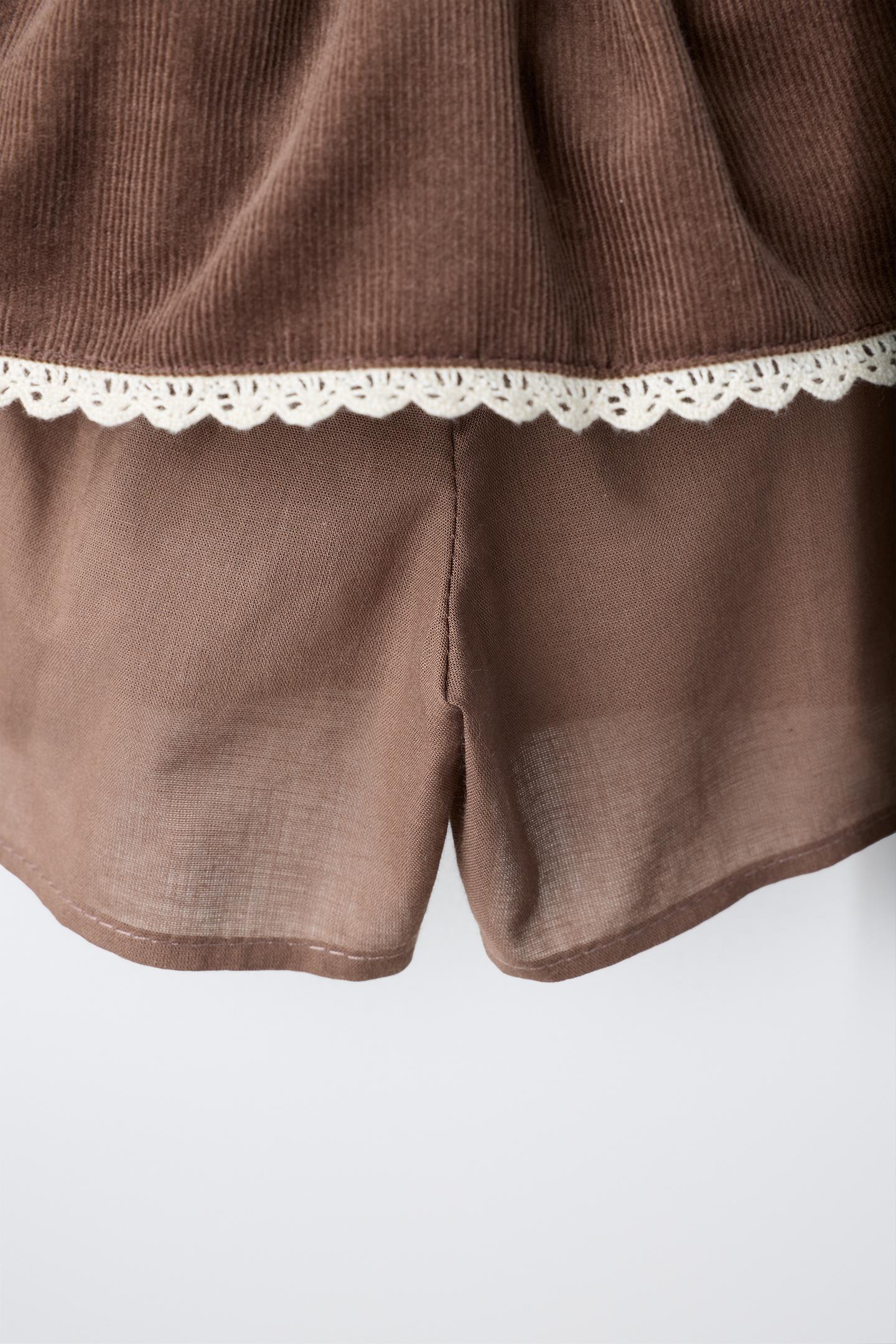 Детская юбка Zara Micro-Corduroy Ruffle, цвет: Коричневый — фото 4