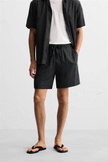 Zara GEOMETRIC JACQUARD SHORTS - Anthracite grey