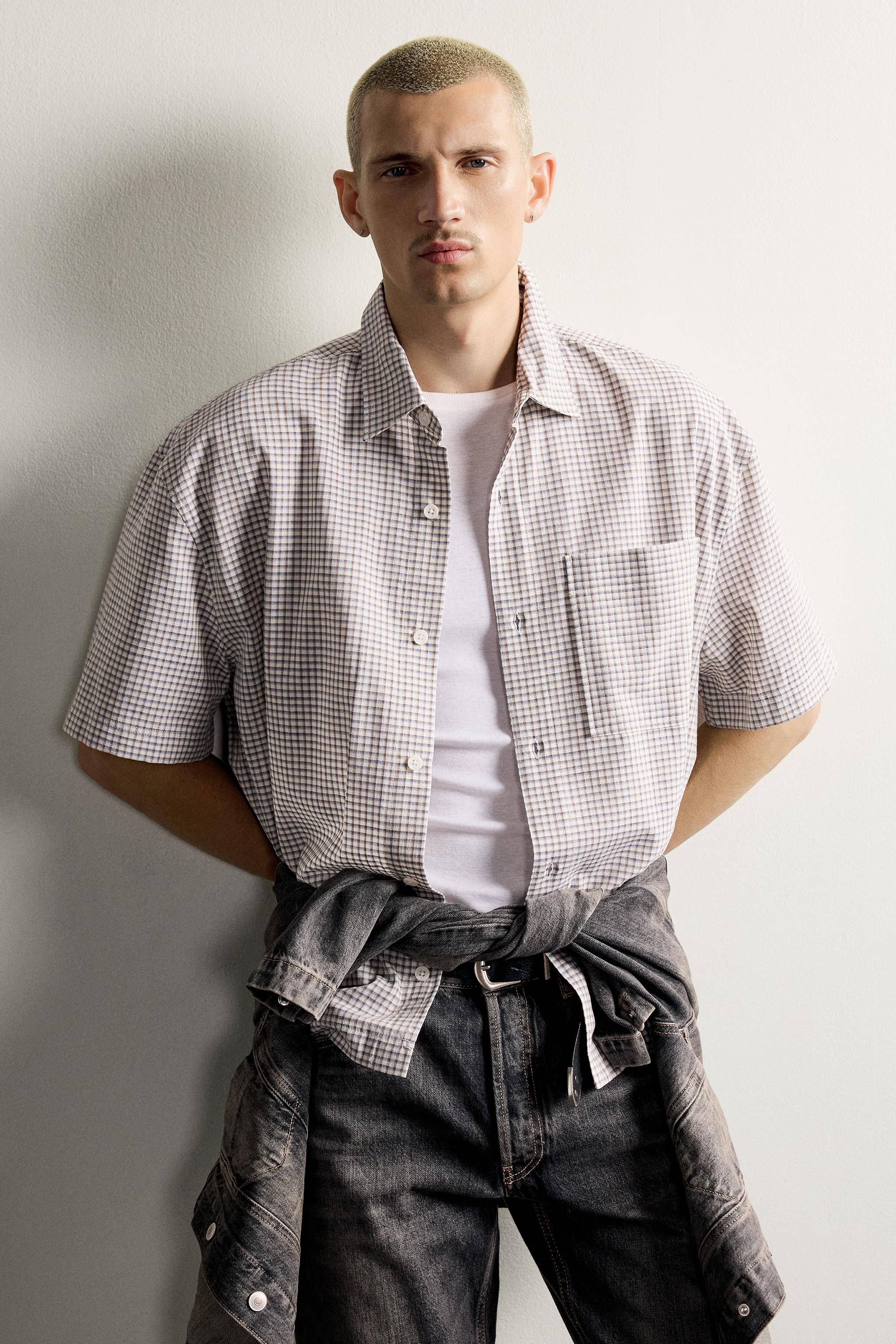 CHEMISE RELAXED FIT À CARREAUX ET INSCRIPTION