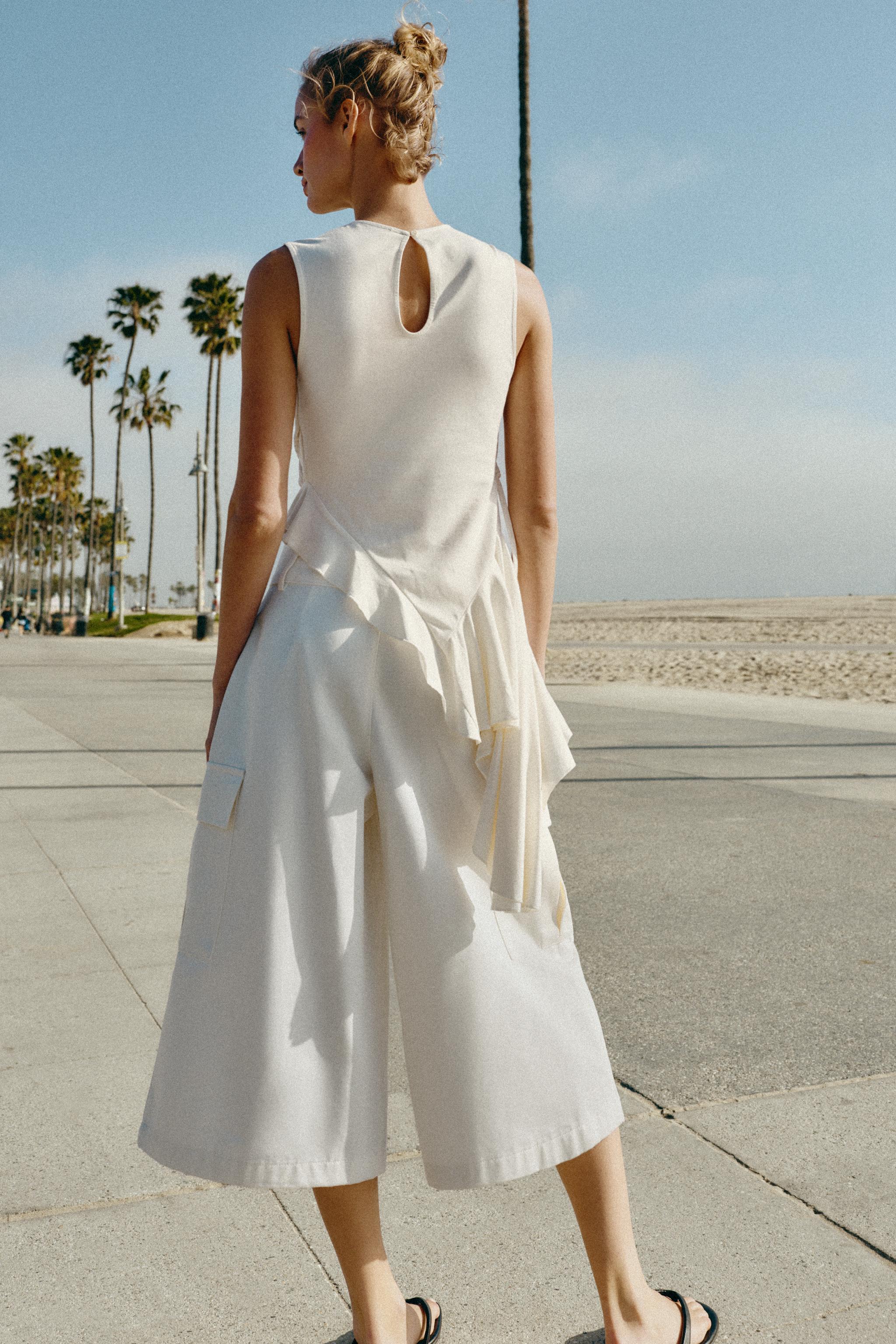 ASYMMETRIC RUCHED TOP - Oyster-white | ZARA United States