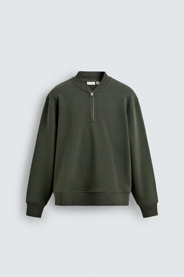 SUDADERA CUELLO CREMALLERA - Verde medio de Zara