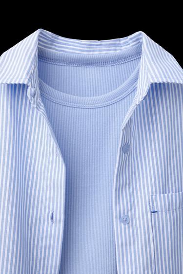 OXFORDHEMD-PACK MIT RIB-SHIRT - Blau von Zara