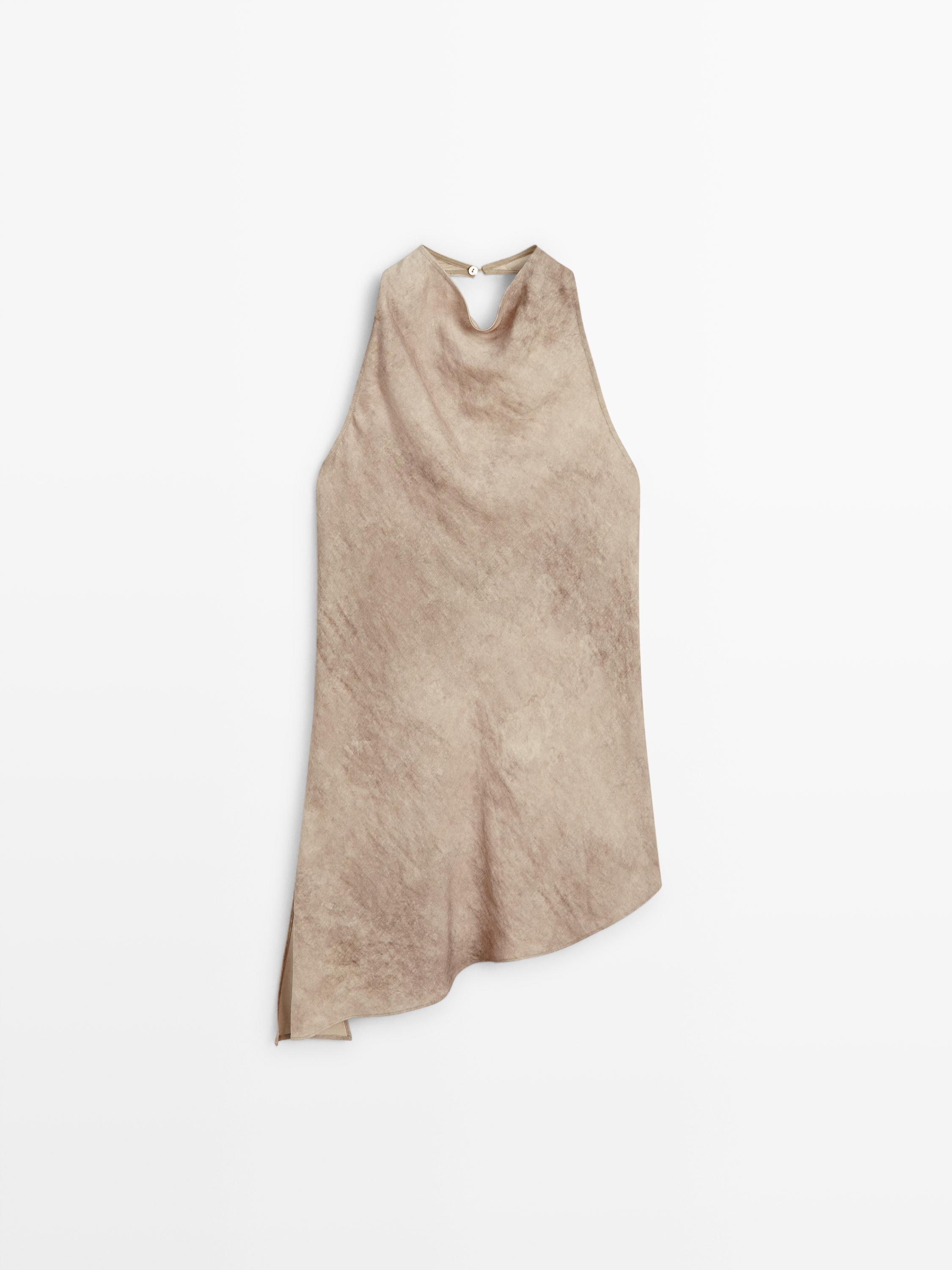 Worn effect halter top — Stone