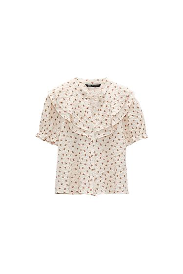 RUSTIC SHIRT WITH RUFFLE TRIMS