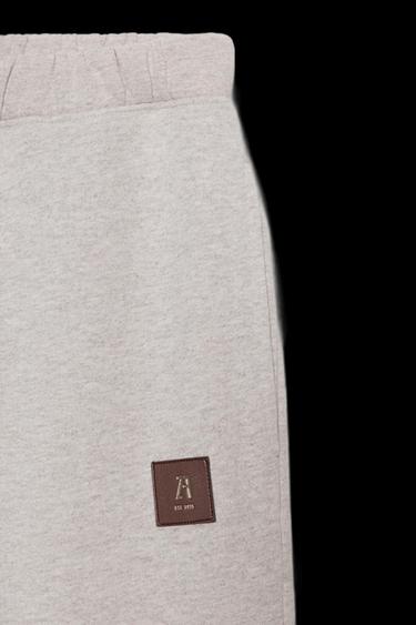 Zara LABEL FLEECE PANTS - Beige
