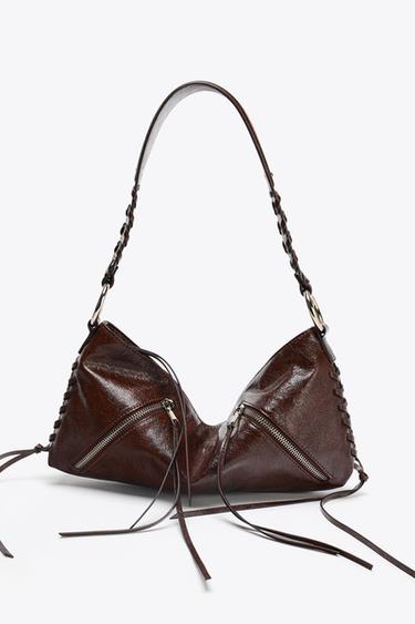 ZIPPED SHOULDER BAG - Chocolate by Zara
