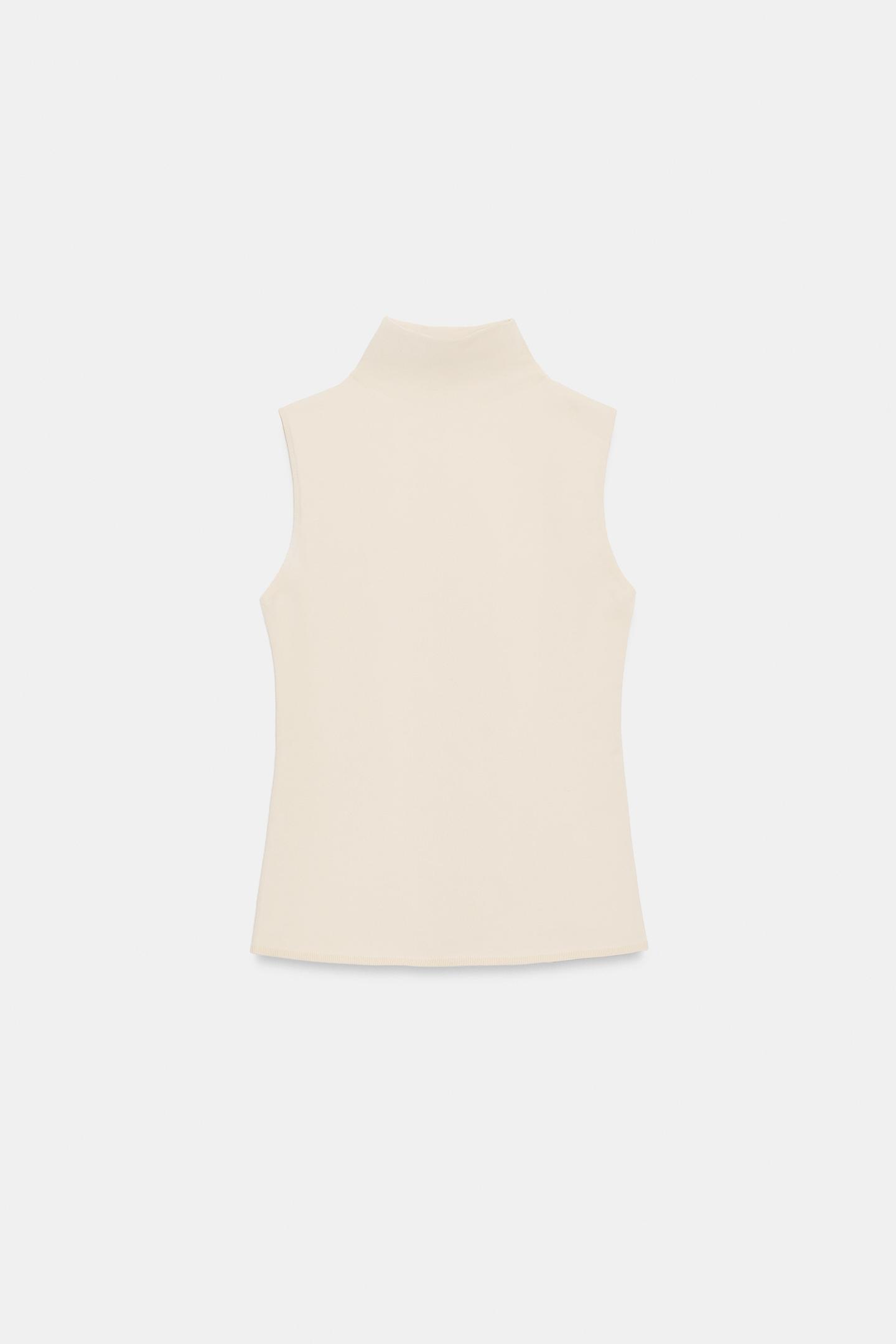 Женский топ Zara Mock-Neck Knit Top, цвет: Экрю — фото 2