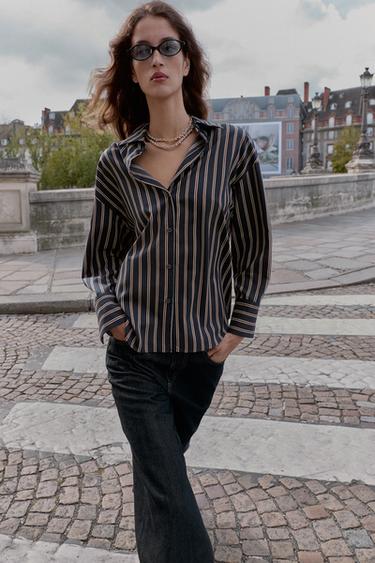 CHEMISE À RAYURES - Bleu de Zara - Image 5