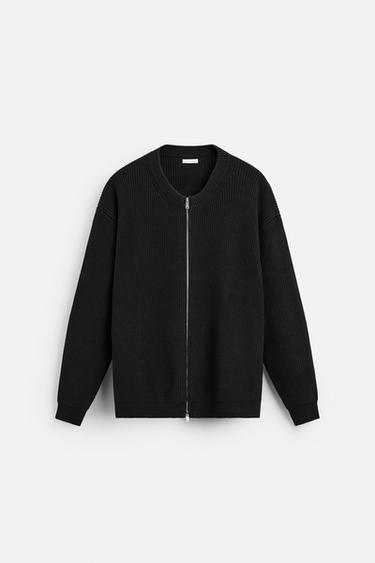 Zara 褪色刷紋針織外套 - 黑色