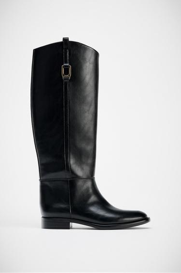 FLAT RIDING BOOTS - Black by Zara