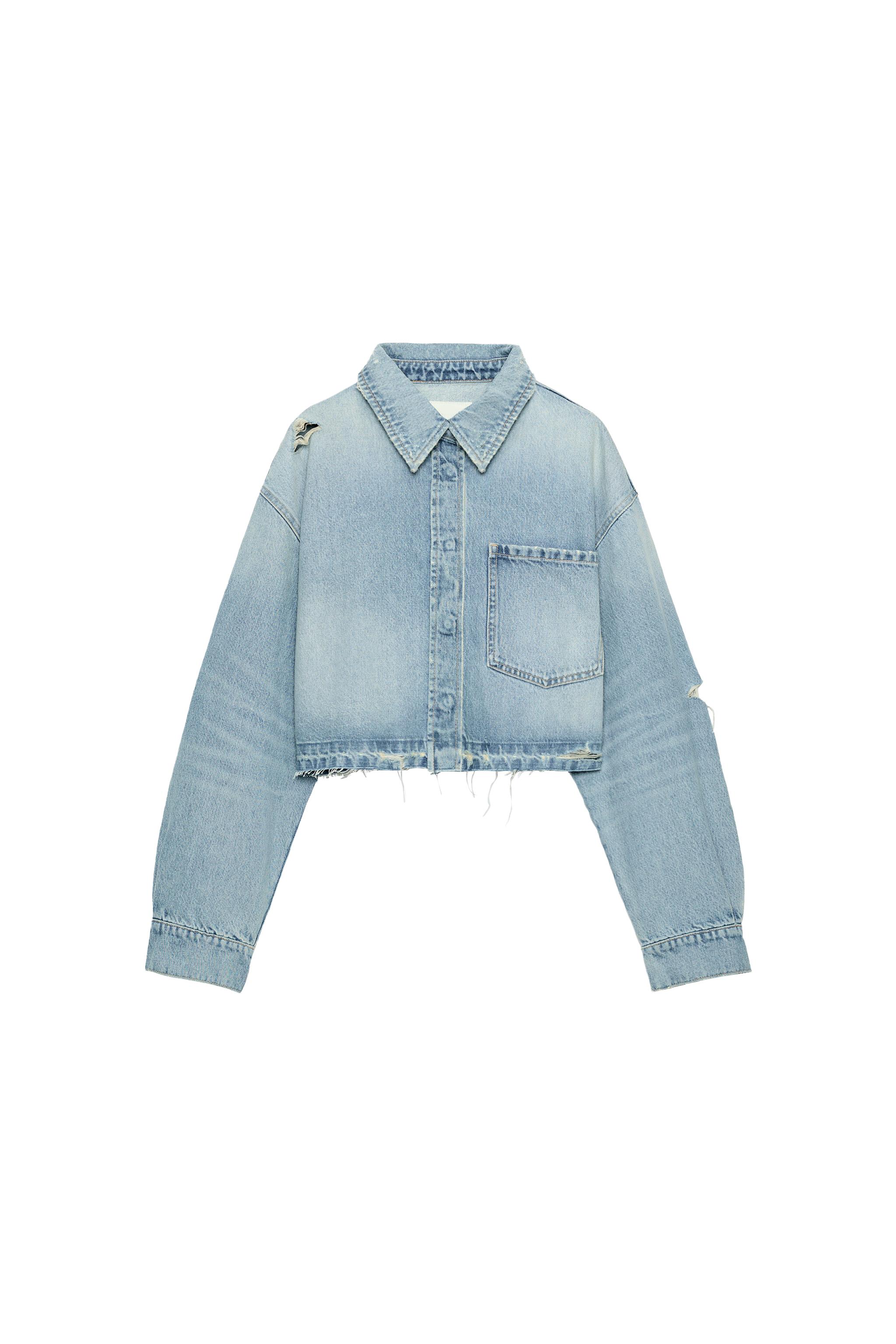 TRF クロップドデニムシャツジャケット - ライトブルー | ZARA Japan