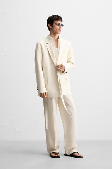 Zara 綁帶西裝外套 - 沙色