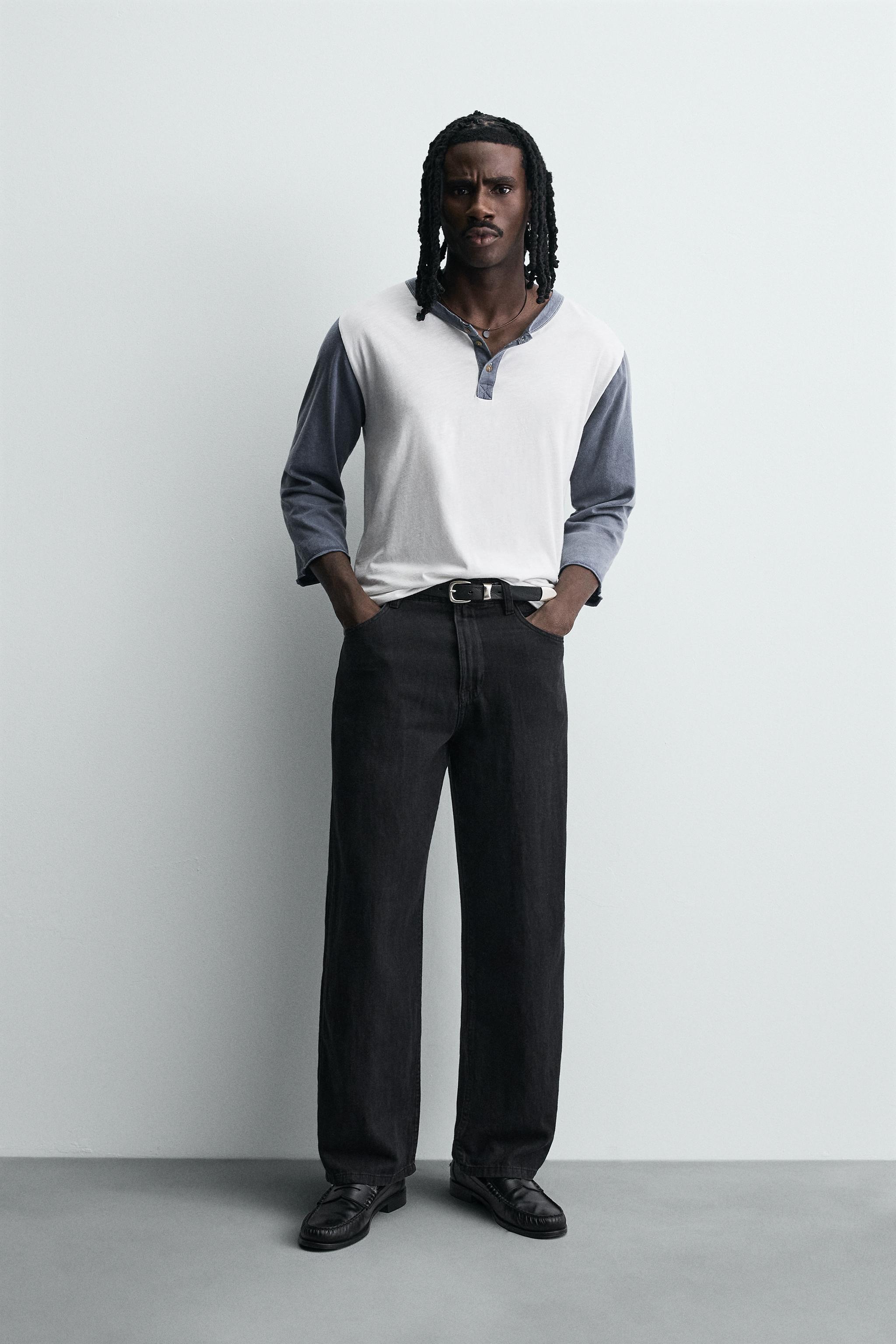 軽量ルーズワイドレッグジーンズ - ブラック | ZARA Japan / 日本