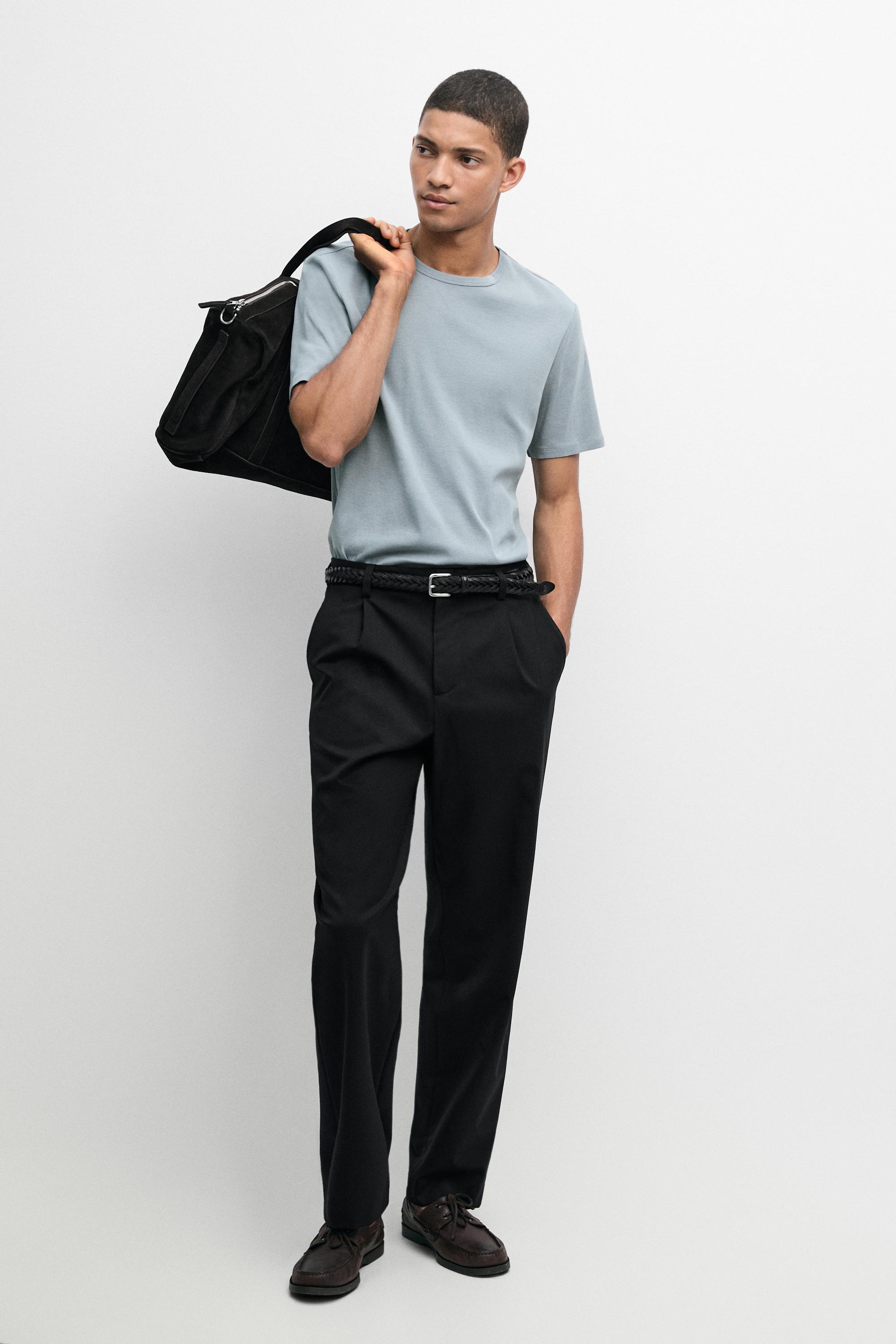 100% cotton short-sleeve T-shirt — Blue / Gray