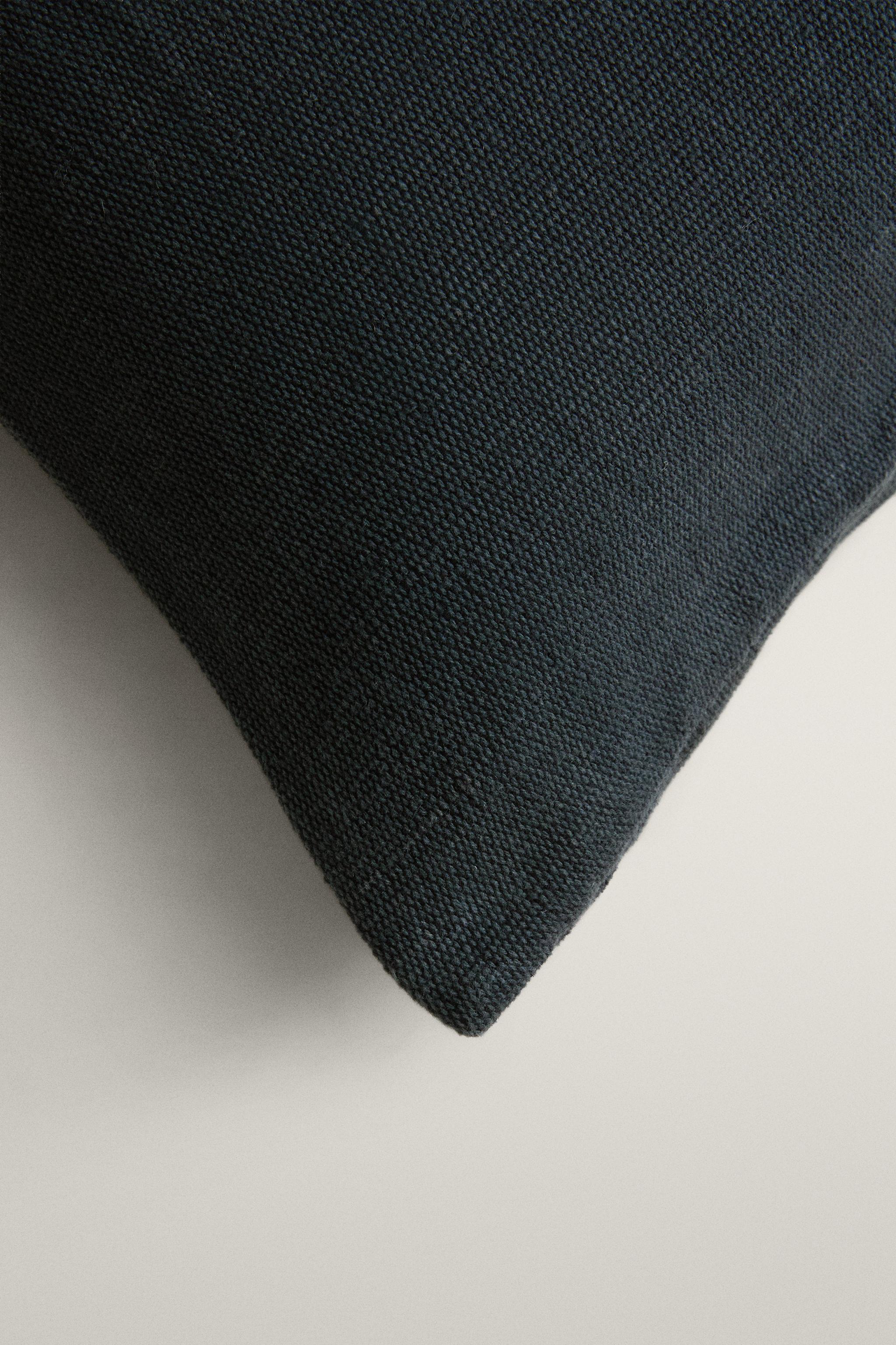 JUTE AND COTTON THROW PILLOW COVER — Blue