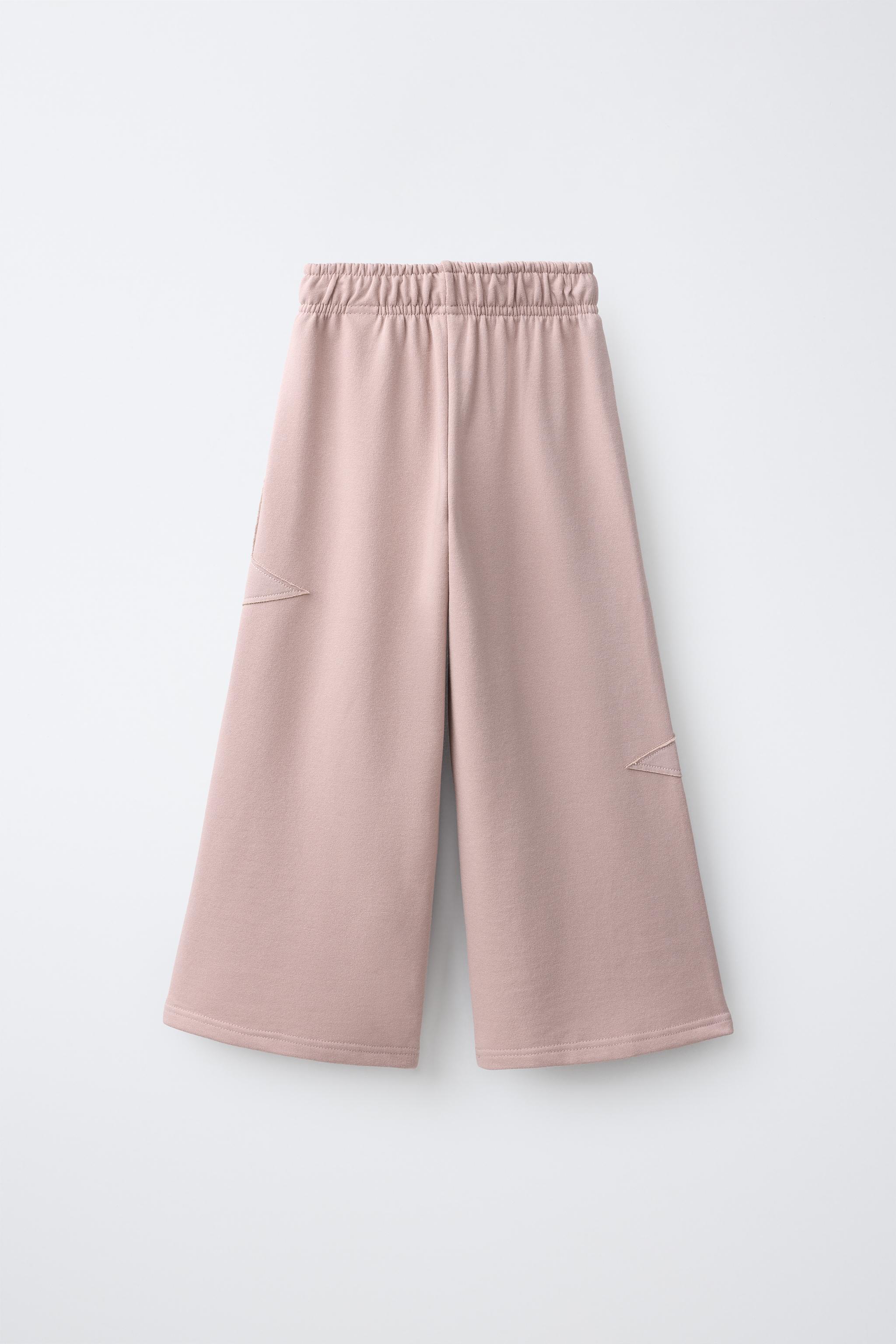 STAR PATCH WIDE LEG PANTS — Pink