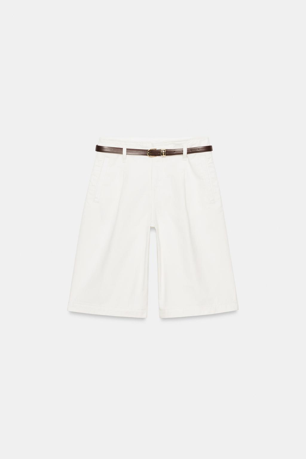 PLEATED BERMUDA SHORTS WITH BELT