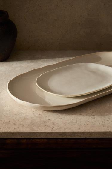 STONEWARE SERVING DISH WITH CONTRAST RIM - Cream by Zara - Image 5
