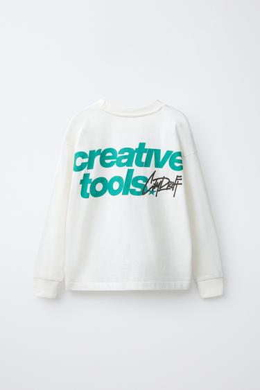 TEXT PRINT T-SHIRT — Oyster-white 2