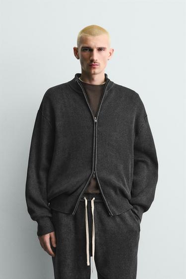 CHAQUETA PUNTO ESTRUCTURA LAVADA - Marino de Zara