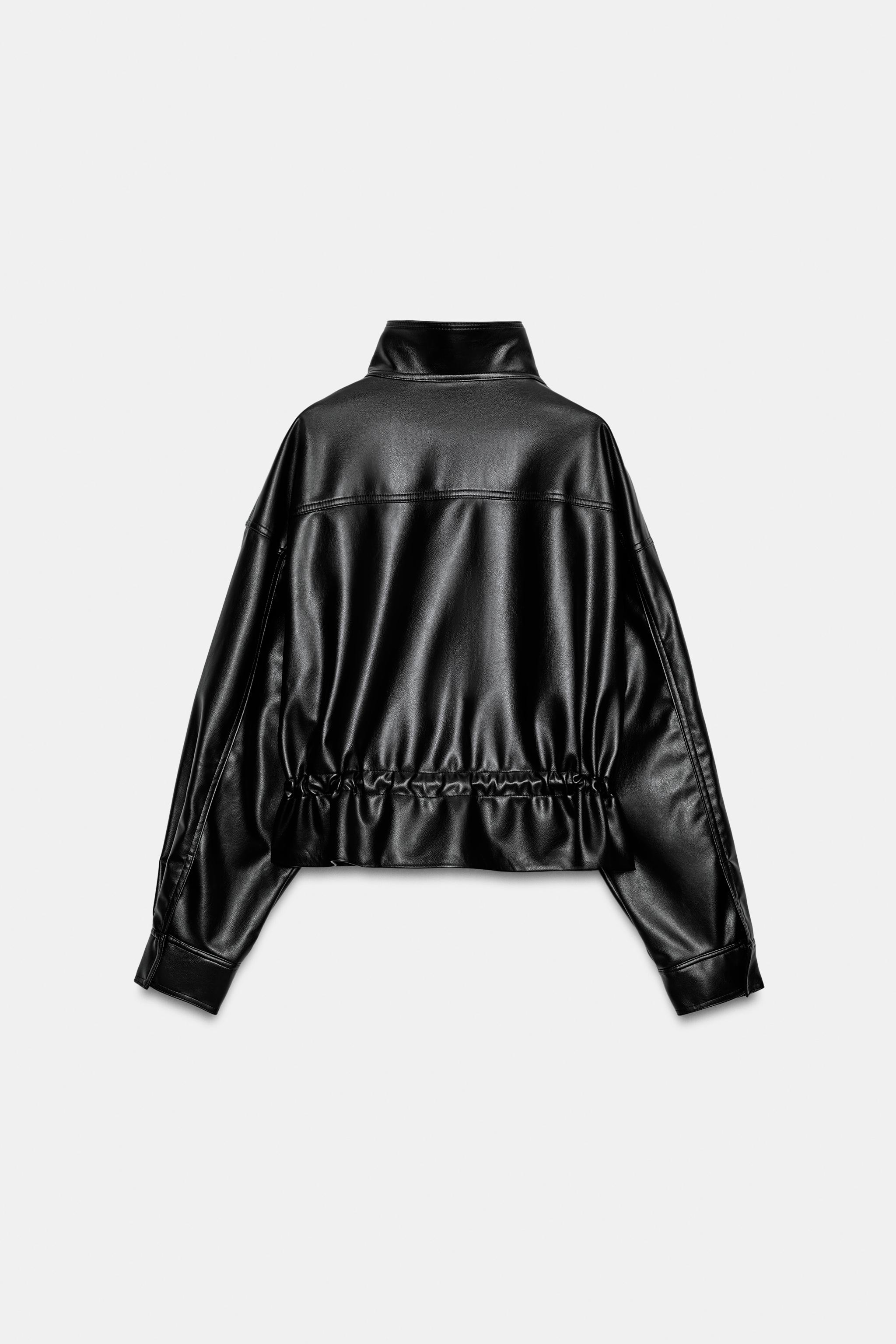 Женские куртки Zara FAUX LEATHER ADJUSTABLE WAIST JACKET — фото 9