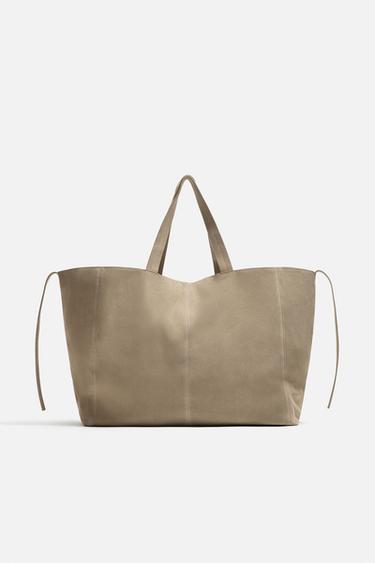 LEATHER SHOPPER BAG - Bone White by Zara