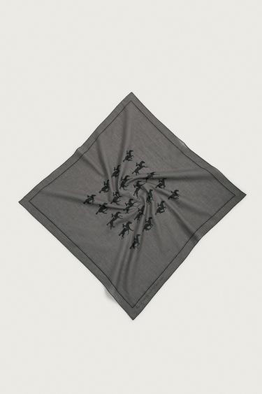 Zara HORSE PRINT BANDANA - Gray