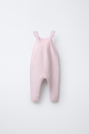 CROCHET STRAP KNIT DUNGAREES - Chalk pink by Zara - Image 1