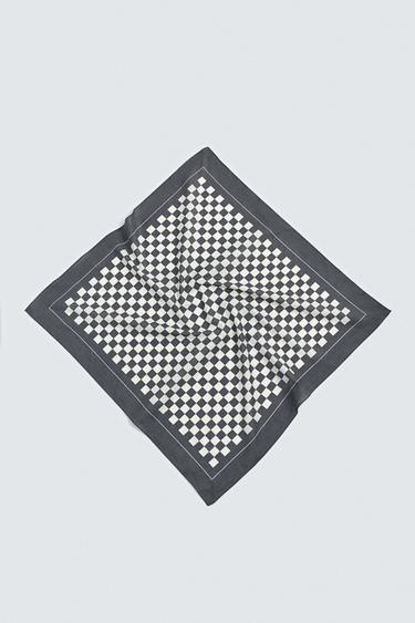 Zara CHECKERED PRINT BANDANA - Dark gray