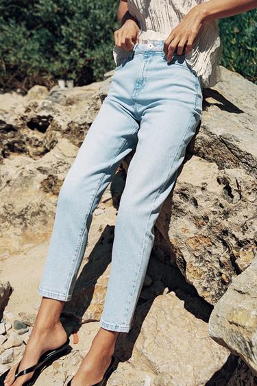Z1975 MOM FIT HIGH-WAIST JEANS - Light blue by Zara