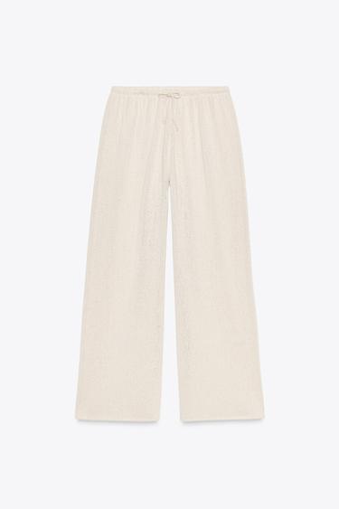 RUSTIC STRAIGHT-LEG TROUSERS - Light beige by Zara - Image 3