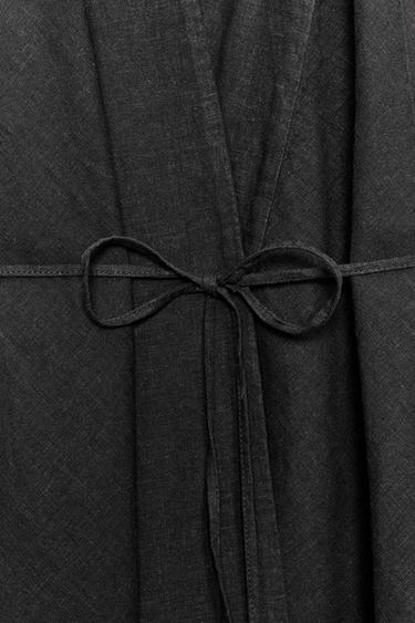 TOP CROISÉ EN LIN ZW COLLECTION - Gris anthracite de Zara - Image 6