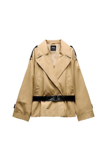 SHORT CONTRAST TRENCH COAT
