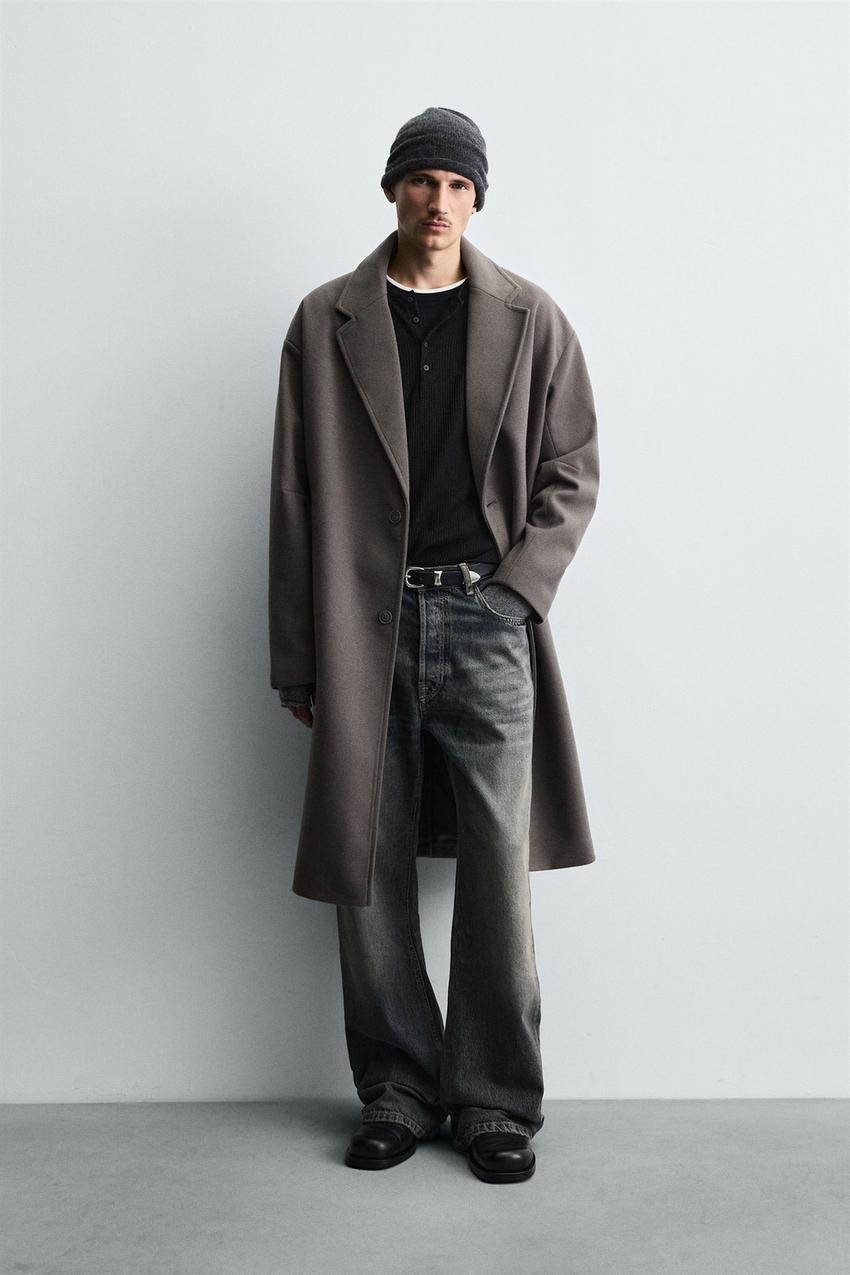 撥水加工テクニカルテクスチャーコート - 生成り/カーキ | ZARA Japan 