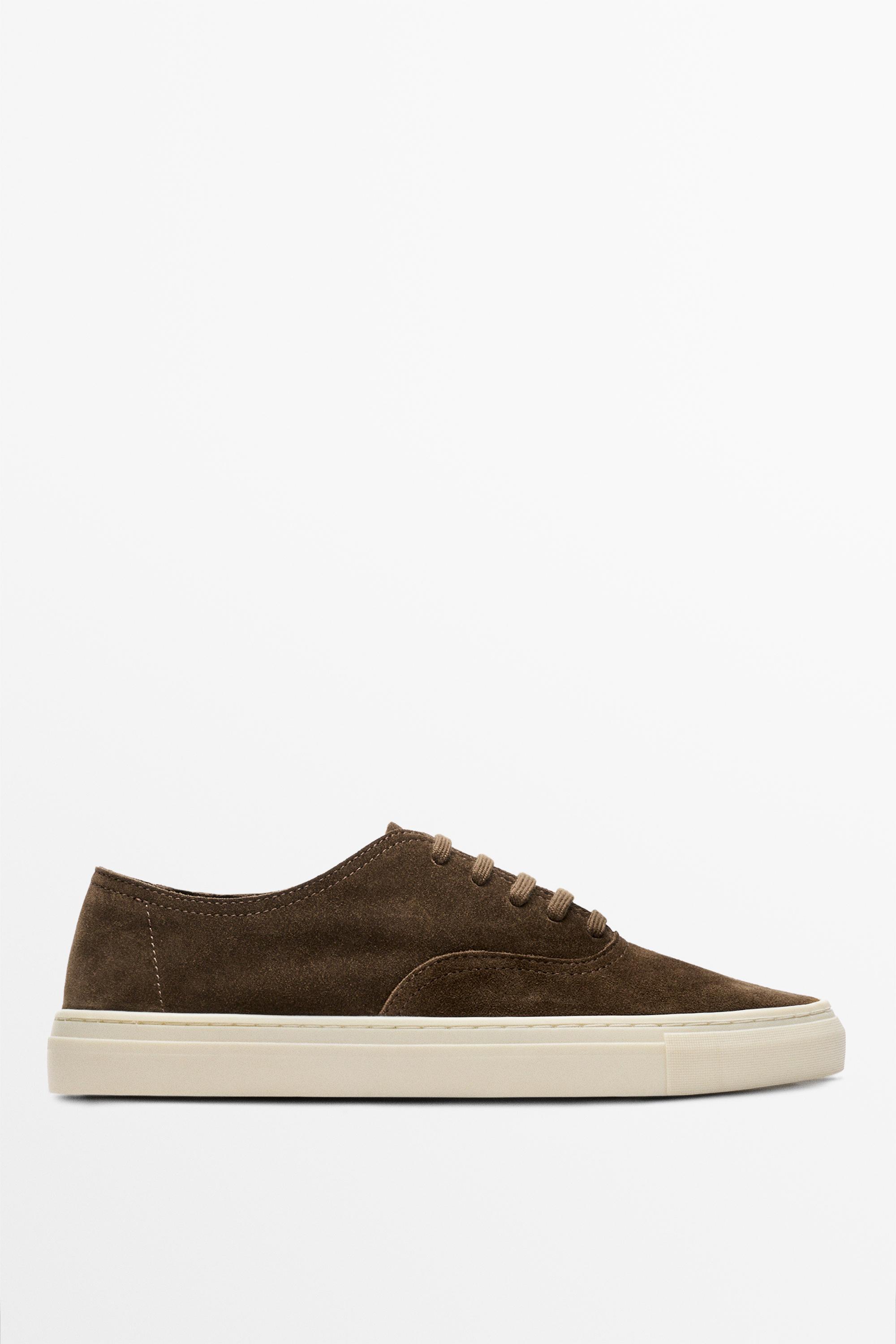 Soft split suede leather sneaker — Brown