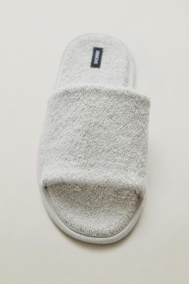 OPEN TERRY BATHROOM SLIPPERS — Gray 1