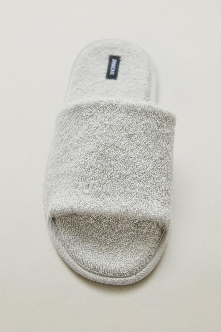OPEN TERRY BATHROOM SLIPPERS — Gray